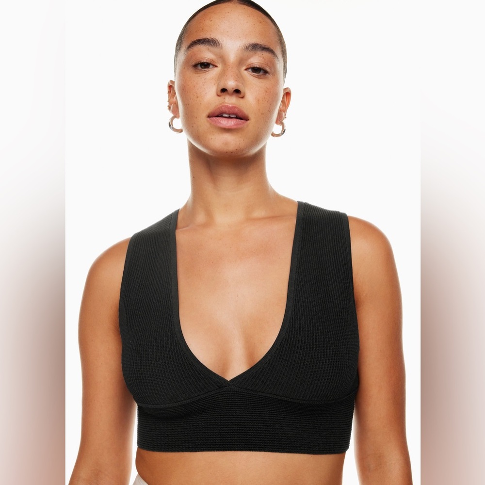 Aritzia Black Sculpt Knit Deep V Tank Top